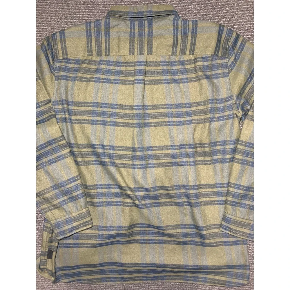 Men North Face Green Long Sleeve Approach Flannel Button Stripe Shirt XXL